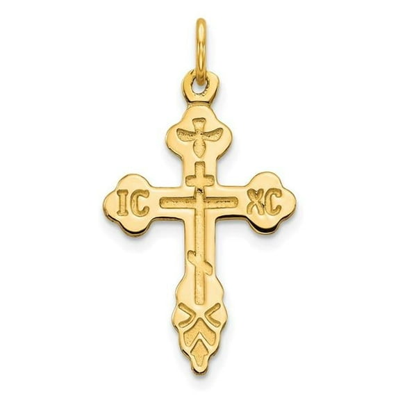 10k Yellow Gold Cross Charm, Delightful Charms for Bracelets and Necklaces (0.84 GM, 30 MM Long x 17 MM Wide)