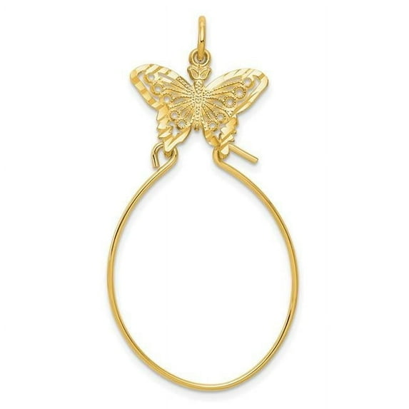 10k Yellow Gold Filigree Butterfly charm, Alluring Charms for Bracelets and Necklaces Holder