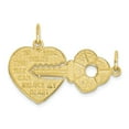 thumbnail image 1 of 10k Yellow Gold Solid Polished Love Heart and KEY Charm 22x31mm Wide Pendant Necklace for Women, 1 of 2