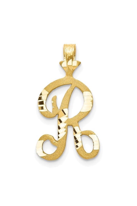 10K Yellow Gold Initial R Pendant