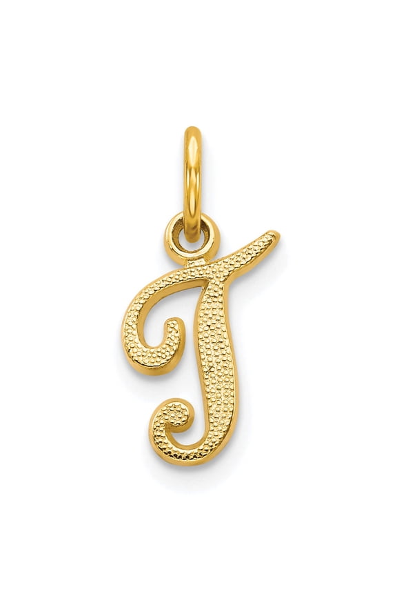 10k Yellow Gold Initial T charm, Delightful Charms for Bracelets and Necklaces