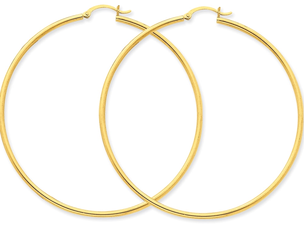 10K Polished 2mm Tube Hoop Earrings 10T924