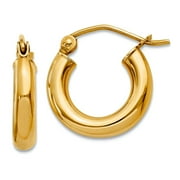 BAGATELA Finest Gold 10K Yellow Gold Polished 3 mm Tube Hoop Earrings