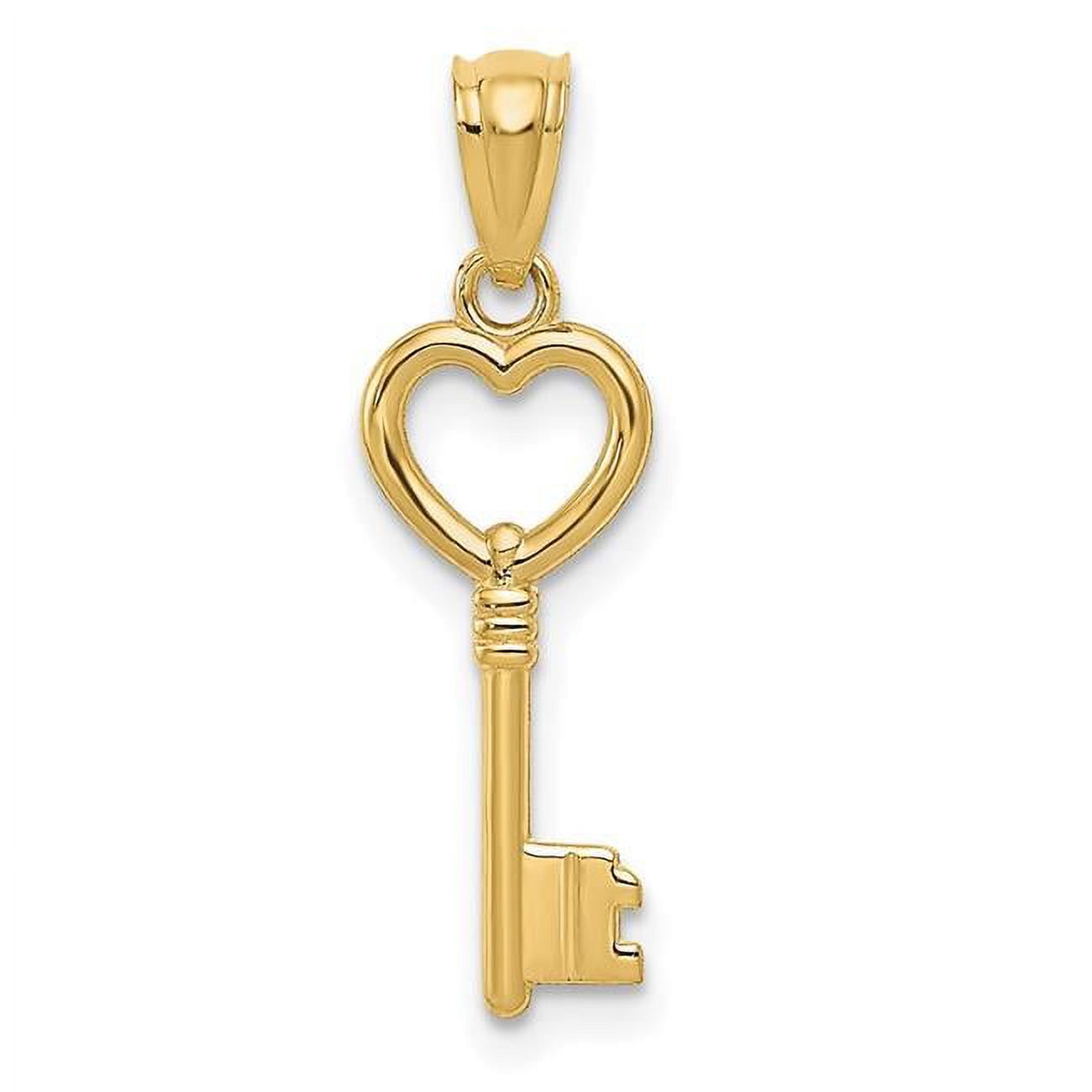 Finest Gold 10K Yellow Gold Polished Heart Key Charm