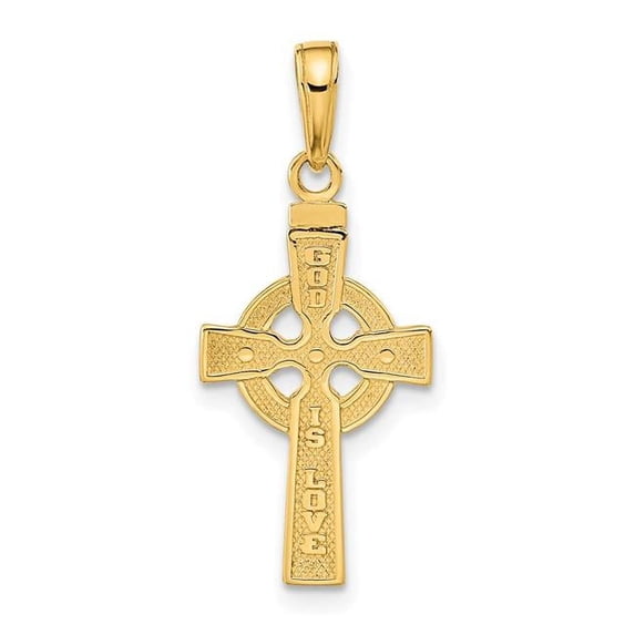 Finest Gold 10K Yellow Gold Reversible God is Love Celtic Cross Pendant