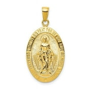 Finest Gold 10K Yellow Gold Satin & Polished Finish Miraculous Medal Pendant