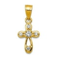 thumbnail image 1 of 10k Yellow Gold Polished Small Cubic Zirconia Religious Faith Cross Pendant Necklace 20x11mm Wide Pendant for Women, 1 of 2
