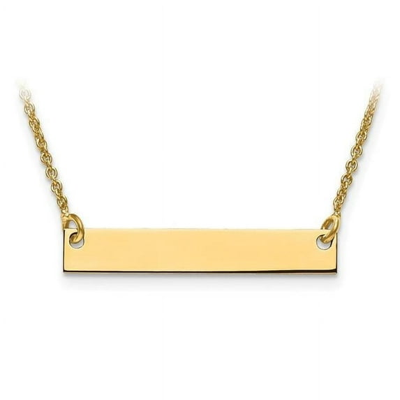 Finest Gold 10K Yellow Gold Small Polished Blank Bar Pendant with Chain