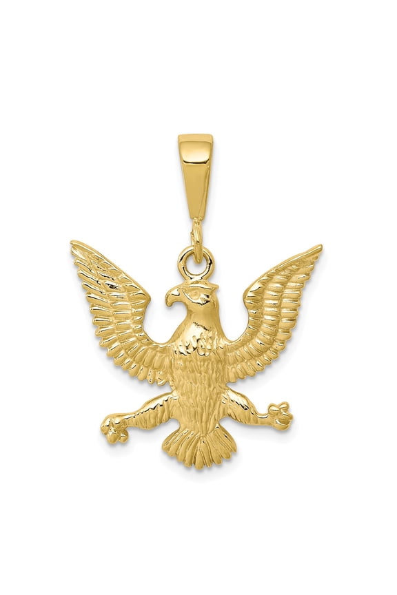 10k Yellow Gold Spread Wings Eagle Charm Pendant