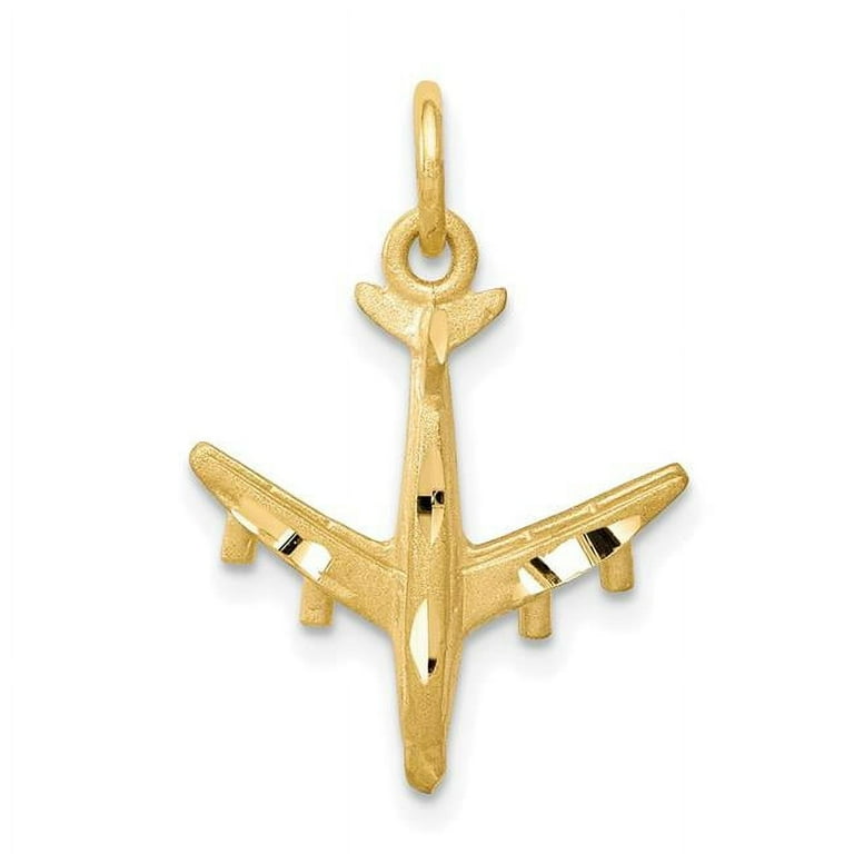 Finest Gold 10K Yellow Gold Solid Satin Airplane Charm Walmart