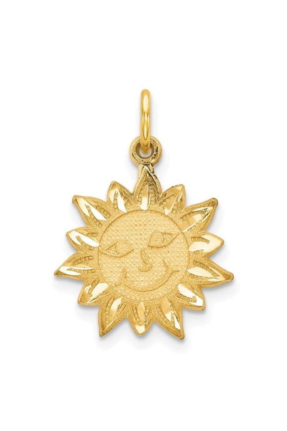 10k Yellow Gold Diamond Cut Finish Sun Pendant