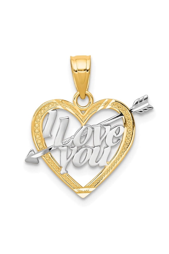 10k Two Tone Gold Cupid Arrow I Love You Charm