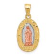thumbnail image 1 of Finest Gold 10K Yellow with Rhodium Two-Tone White Lady of Guadalupe Oval Pendant, 1 of 3