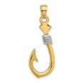 thumbnail image 1 of Finest Gold 10K with Rhodium 3-D Fish Hook with Rope Charm, 1 of 1