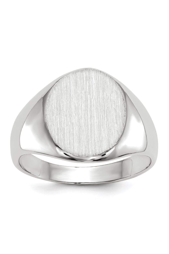 14k White Gold 11.0x12.5mm Open Back Signet Ring RS542