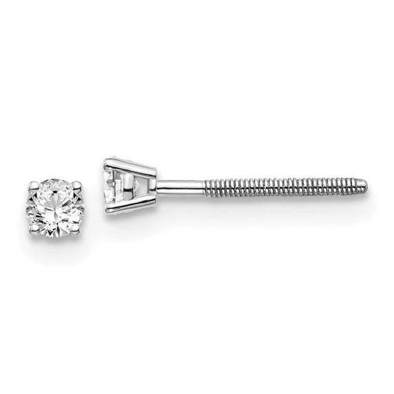 Finest Gold 14K 0.15CT White Gold SI3 G-I Diamond Stud Thread On & Off Post Earrings