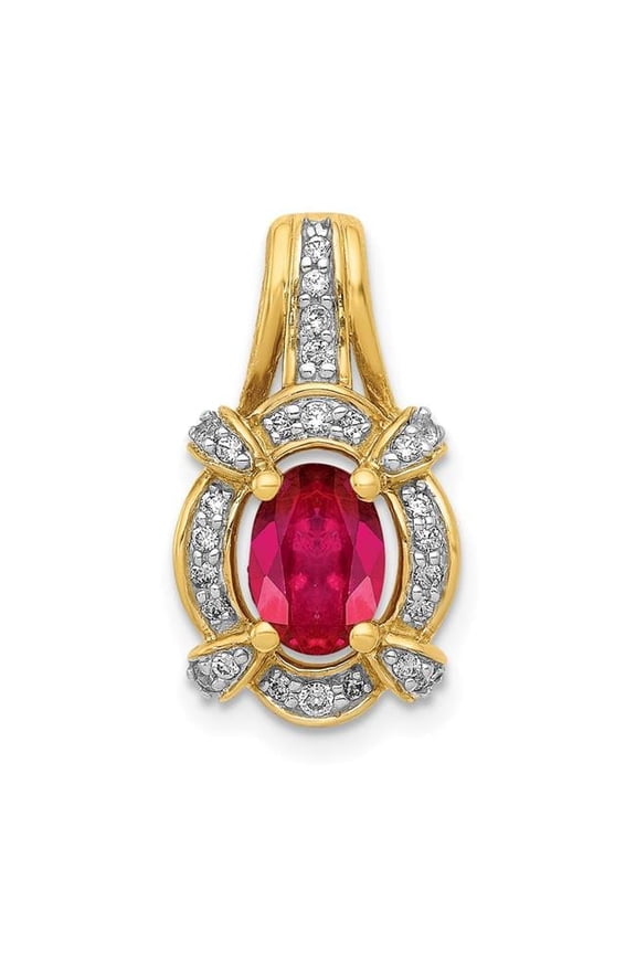 14K 0.2 CTW Diamond & 1.10 Ruby Pendant