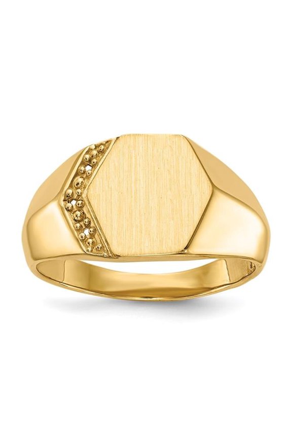 14K 11.5 x 11.5 mm Open Back Diamond Mens Signet Mounting Ring, Size 10