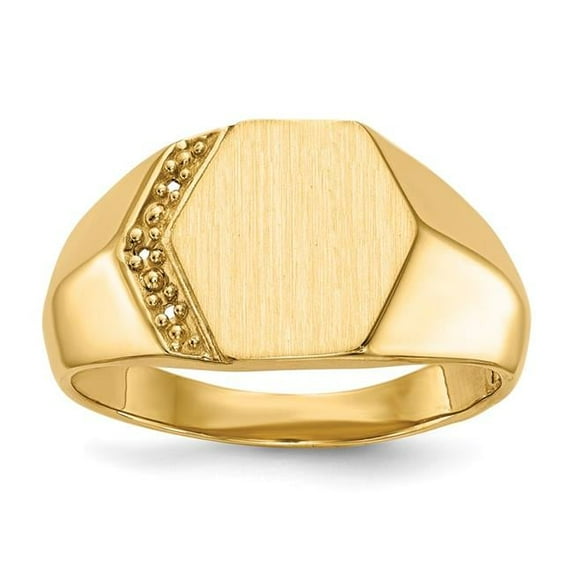Finest Gold 14K 11.5 x 11.5 mm Open Back Diamond Mens Signet Mounting Ring, Size 10