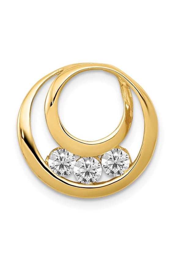 14K 3.2 mm Three Stone Circles Chain Slide Mounting Pendant
