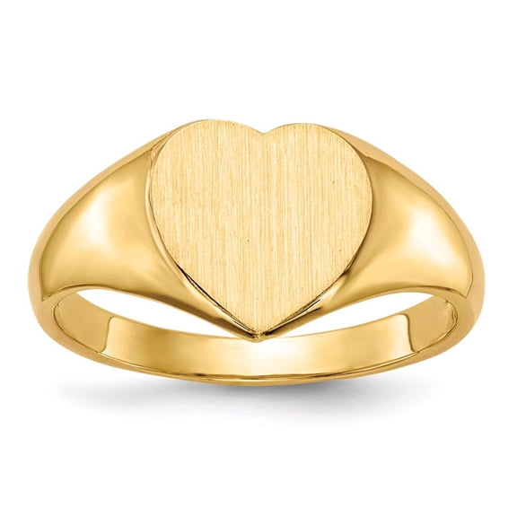 14k 9.0x9.0mm Open Back Heart Signet Ring RS507