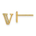 thumbnail image 1 of Finest Gold 14K Diamond Initial V Earrings, 1 of 2