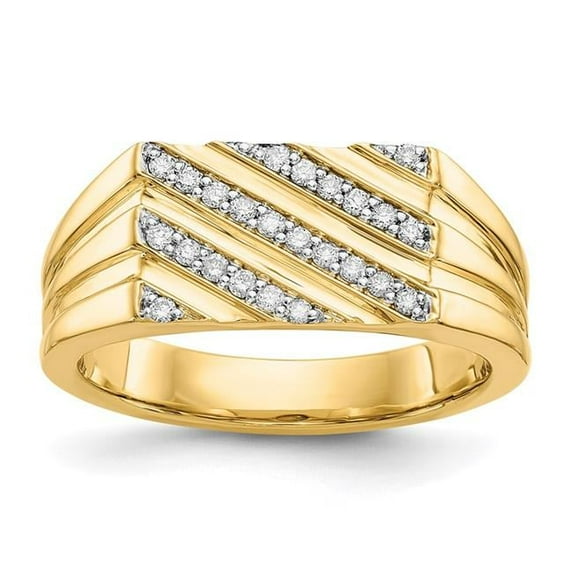 Finest Gold 14K Diamond Mens Ring, Size 10