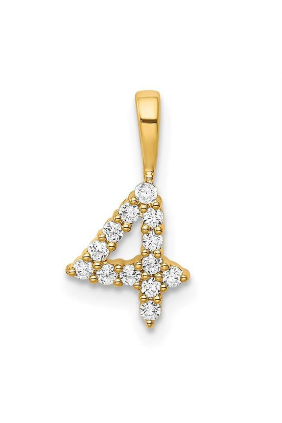 14K Diamond Number 4 Pendant