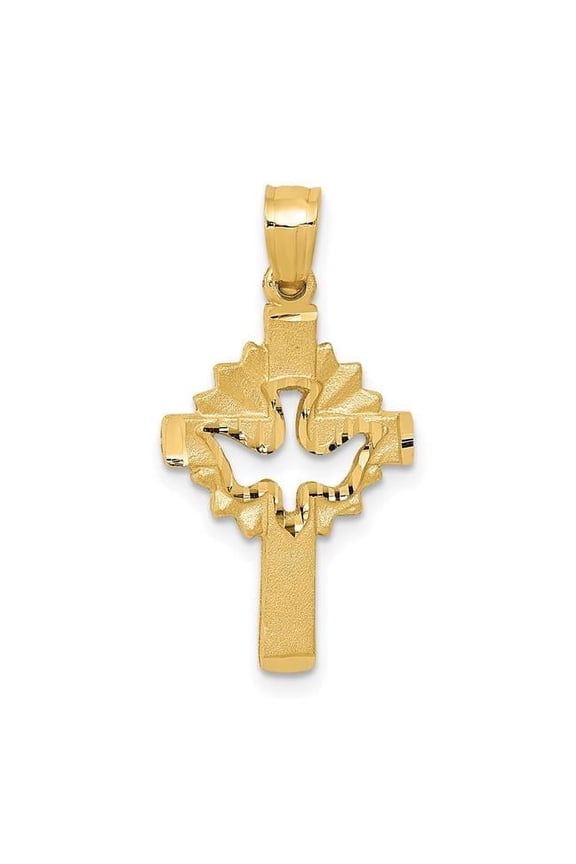 14K Dove Cross Charm