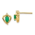thumbnail image 1 of Finest Gold 14K Emerald & Diamond Heart Earrings, 1 of 3