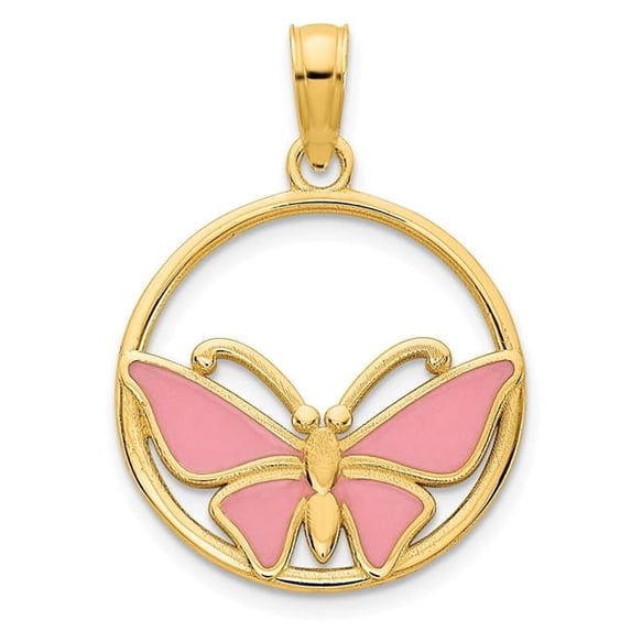 Finest Gold 14K Epoxy Butterfly Pendant