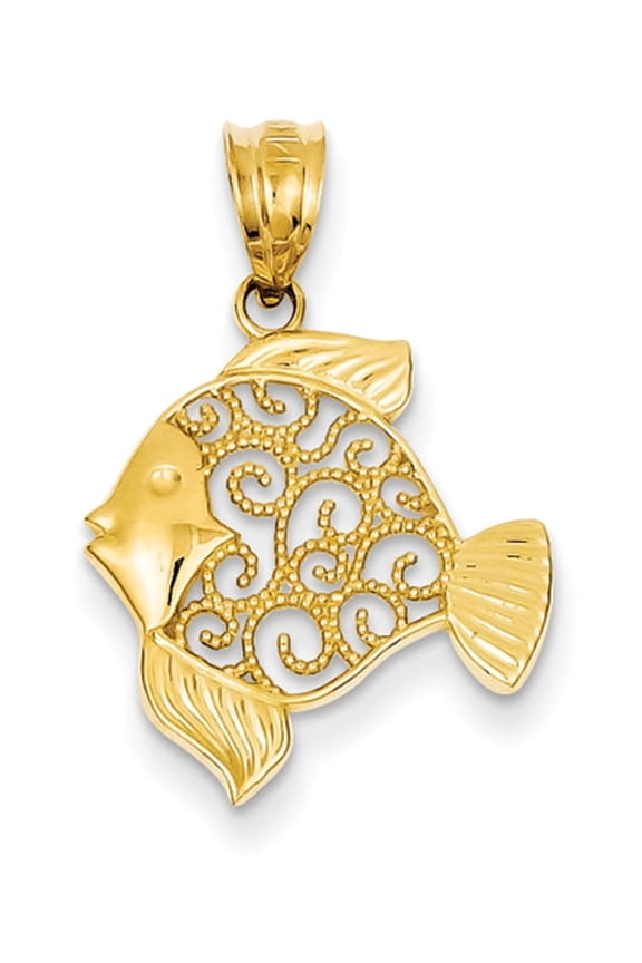 14k Filigree Fish Pendant K4872