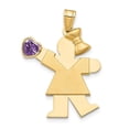 thumbnail image 1 of Finest Gold 14K Girl with CZ February Birthstone Charm, 1 of 2