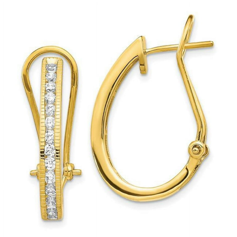 Finest Gold 14K Gold Diamond Omega Back Hoop Earrings Walmart