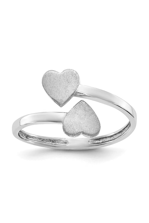 14K Gold Double Heart Ring, White
