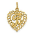 thumbnail image 1 of 14k Yellow Gold Heart Shape Script Design Letter B Charm Pendant, 1 of 4