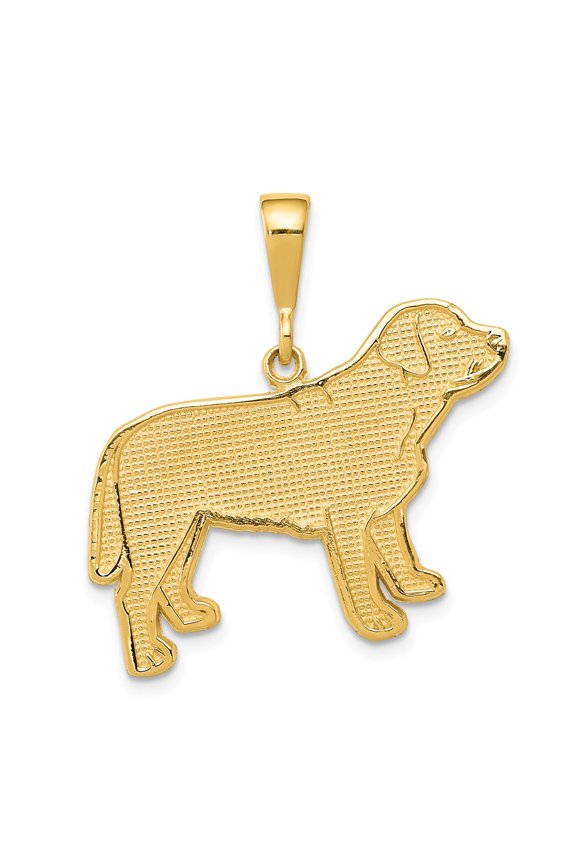 14k Yellow Gold Textured Polished Finish Labrador Dog Charm Pendant