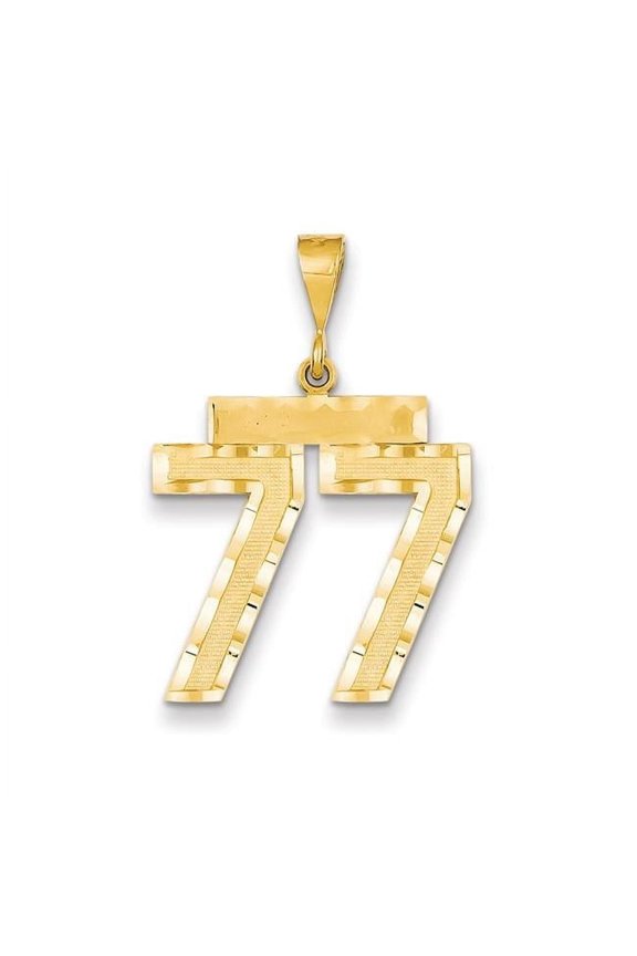 14K Large Brushed Diamond-cut Number 77 Charm