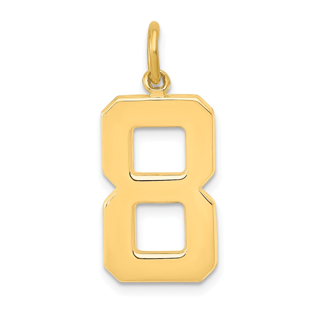 14k Yellow Gold Polished Finish Large Size Number 8 Charm Pendant