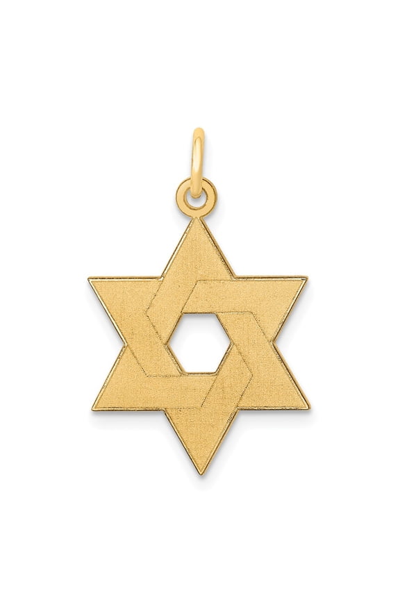 14k Yellow Gold Solid Laser Etched Polished back Not engraveable Laser Designed Religious Judaica Star of David Pendant