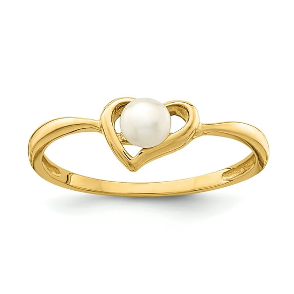 Madi K 14K 3-4mm White Button Freshwater Cultured Pearl Heart Ring