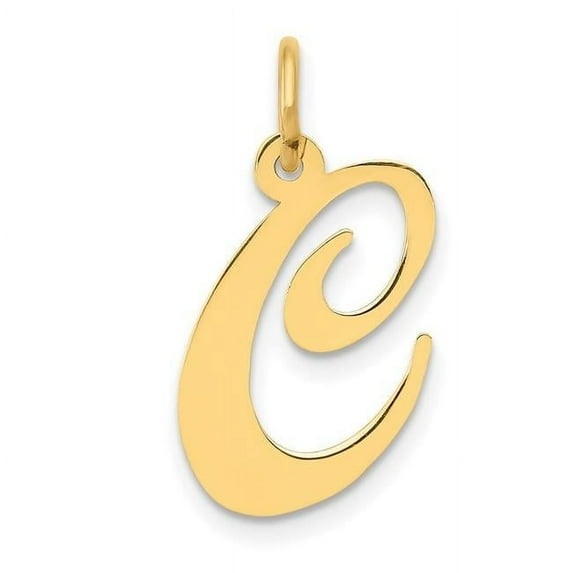 Finest Gold 14K Medium Fancy Script Letter C Initial Charm
