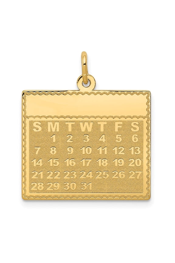 14k Monday the First Day Engravable Calendar Pendant YC462