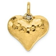 thumbnail image 1 of 14K Yellow Gold Hollow Polished Hammered Finish 3 Dimenisonal Puff Heart Shape Design Charm Pendant, 1 of 2