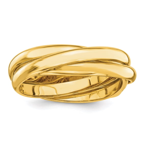 14k Yellow Gold Hollow Polished Rolling Ring Size 7 - 6.0 Grams - Jewelry Gift for Mom
