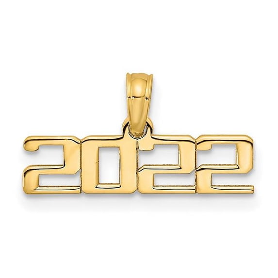 Finest Gold 14K Polished & Block 2022 Graduation Charm