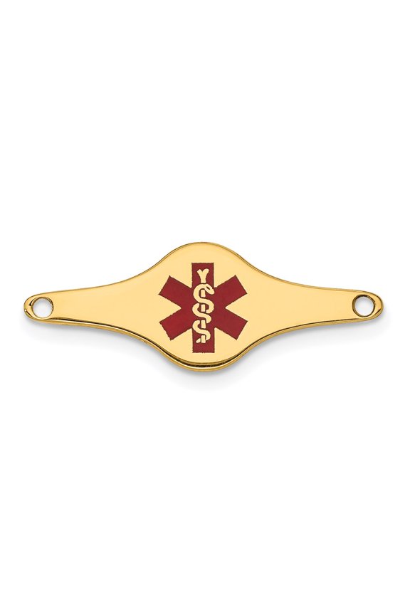 Finest Gold 14K Red Enamel Medical Jewelry ID Plate