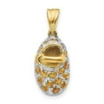 thumbnail image 1 of Finest Gold 14K Rhodium Prong-set November & Citrine Baby Shoe Charm, 1 of 4