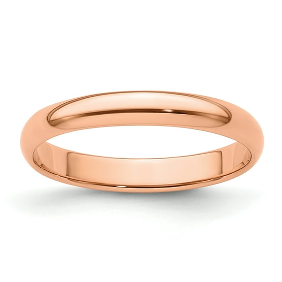 14k Rose Gold 3mm Lightweight Half Round Wedding Band Size 6 RHRL030