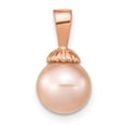 thumbnail image 1 of Finest Gold 14K Rose Gold 8-9 mm Round Pink Freshwater Cultured Pearl Pendant, 1 of 1